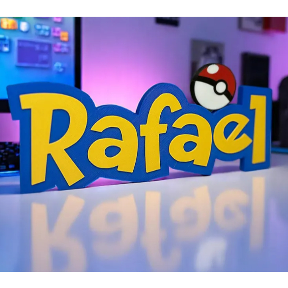Placa Decorativa Anime Pokemon Nome Personalizado  em 3D