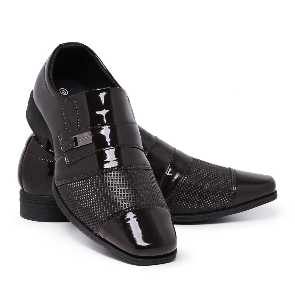 Sapato Social Masculino 834 Marrom Bico Quadrado Black Friday Conforto Casamento