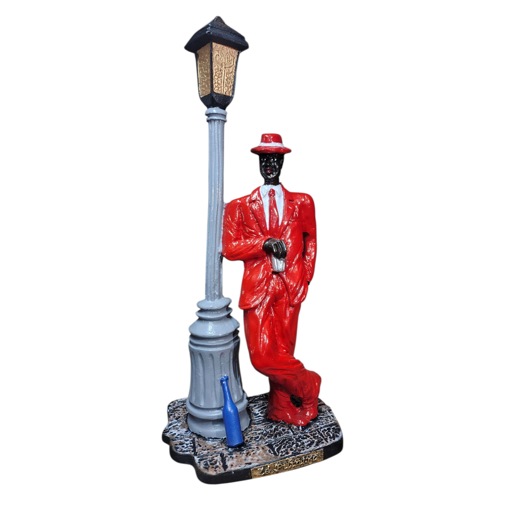 Entidade Zé Pilintra Terno Vermelho Orixá Pelintra Resina 32cm