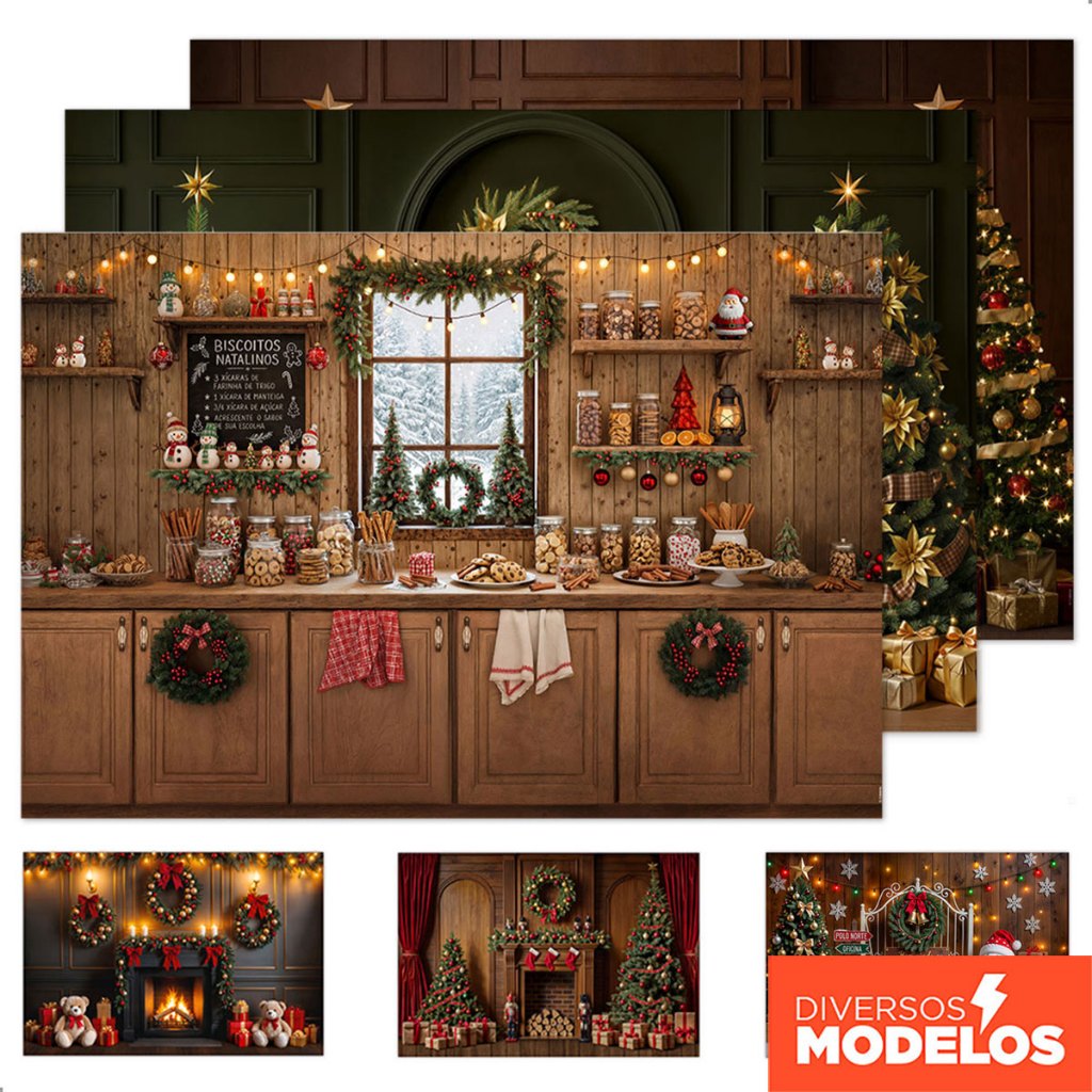 Painel de Natal Decoração Fundo Fotográfico Cenário Natalino Para Fotos Em Tecido 2,6x1,7m Sublimado em Oferta na Shopee