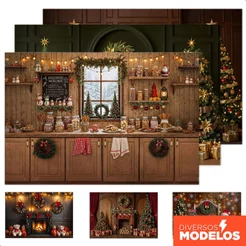 Painel de Natal Fundo Decoração Tema Natalino para Fotos Em Tecido Sublimado 2,60x1,70m