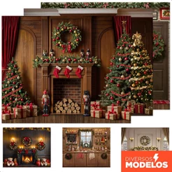 Painel de Natal Grande 3,0x2,5m Fundo Natalino Cenário Fotográfico para Fotos Gigante Em Tecido Sublimado