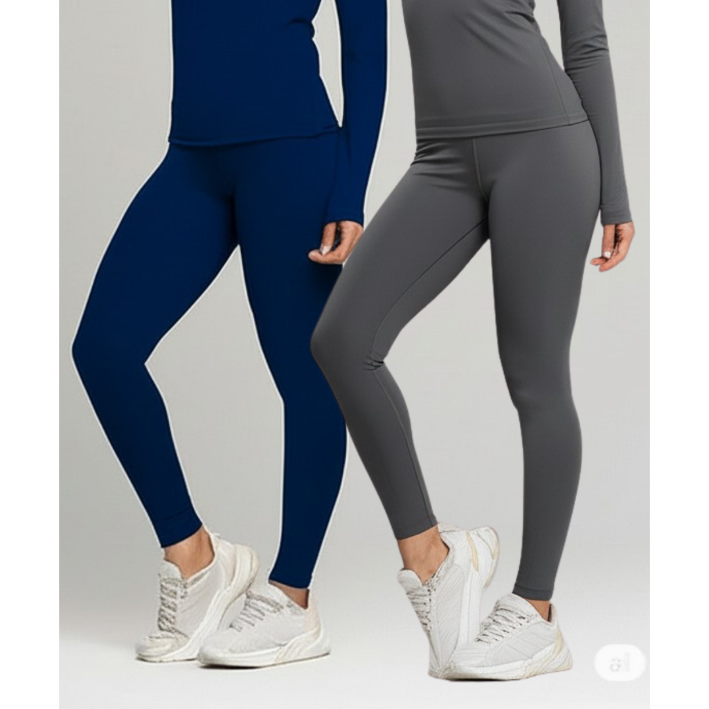 kit 2 Calças Legging Comprida Proteção Solar UV 50+ Caminhada Ciclismo Praia Academia Treino Musculação Feminina