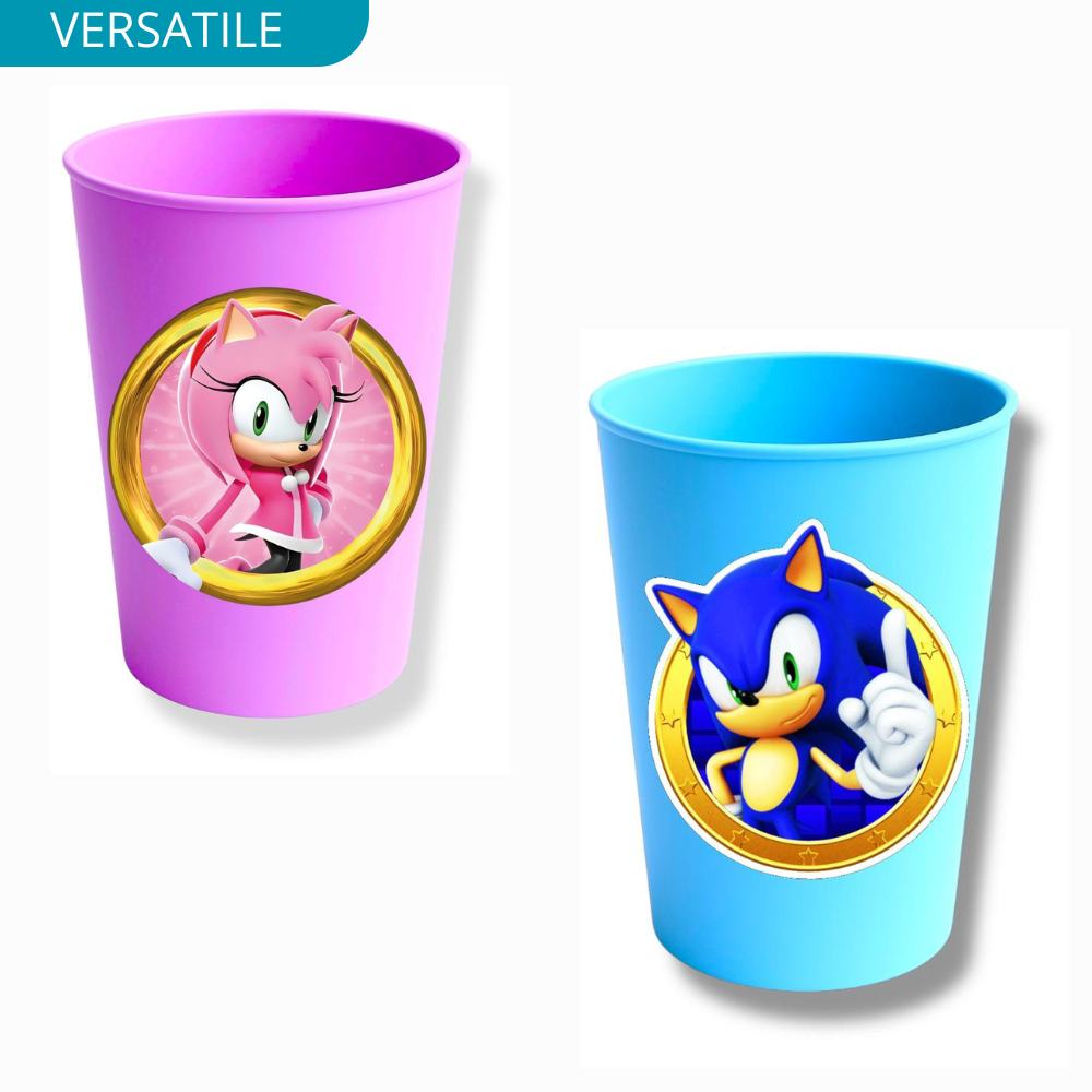 Kit 20 Copos 380ml  Adesivados Sonic e Amy Rose para Lembracinhas Festas Crianças Presentes em Oferta na Shopee