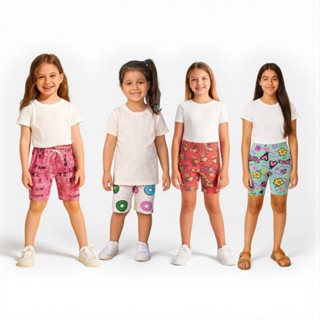 Kit 4 Peças Shorts Cotton Menina Bermuda Roupas Infantil em Oferta na Shopee