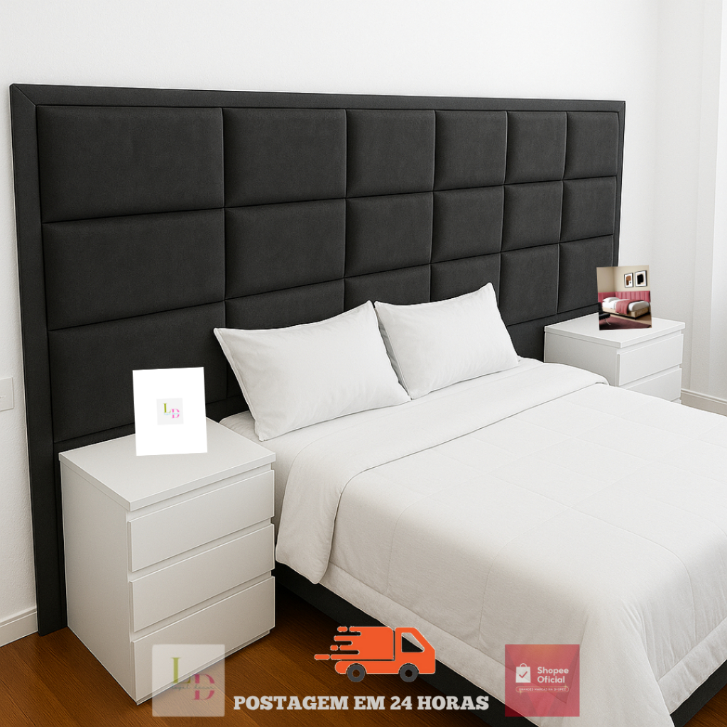 Kit Cabeceiras 40x30 Para Cama Casal Box Queen King Estofada Autocolante Postagem Em Ate 24 Horas