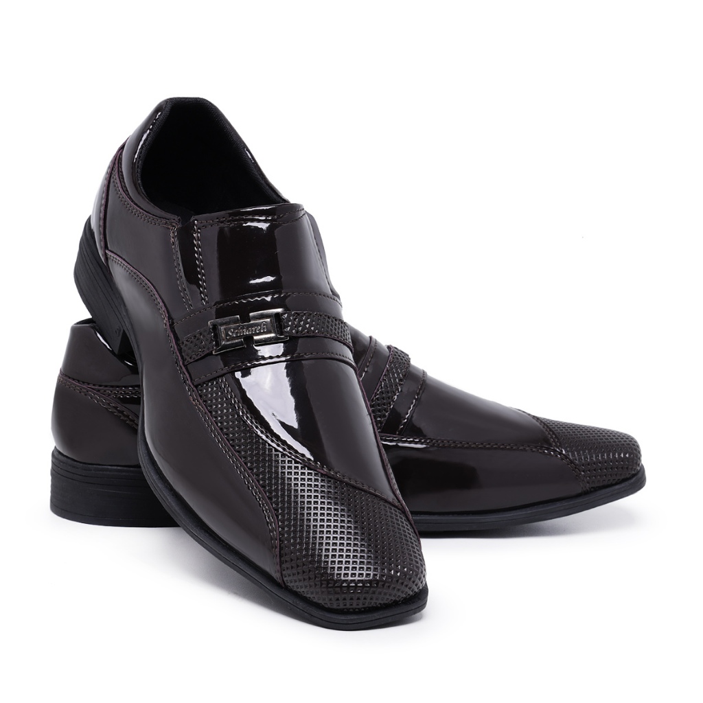 Sapato Social Masculino 835 Marrom Formatura Conforto Estilo Italiano Bico Quadrado