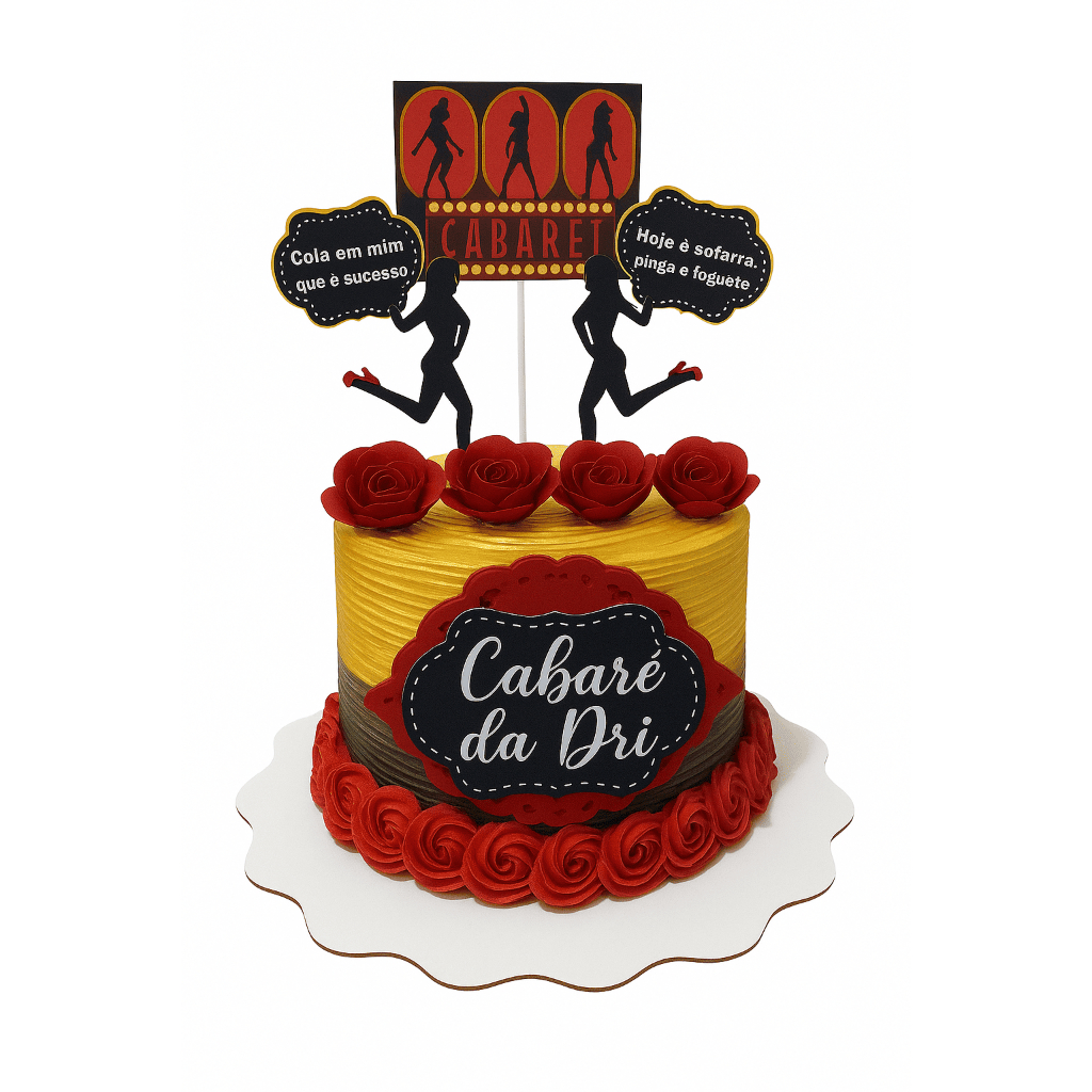 Topo/topper de Bolo CABARÉ | DECORAÇÃO CABARÉ | Envio Rápido