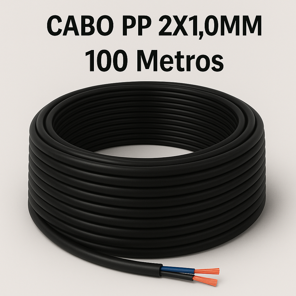 CABO PP 1,0MM FLEXÍVEL CABO PP 2X1,0MM 100 Metros Alta Qualidade Inmetro