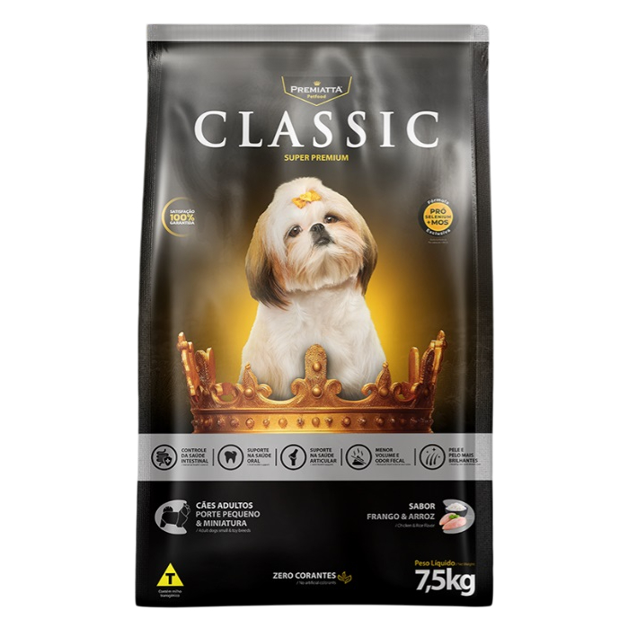 Ração Premiatta Classic Frango e Arroz Para Cães Adultos Raça Mini e Peq 7,5kg