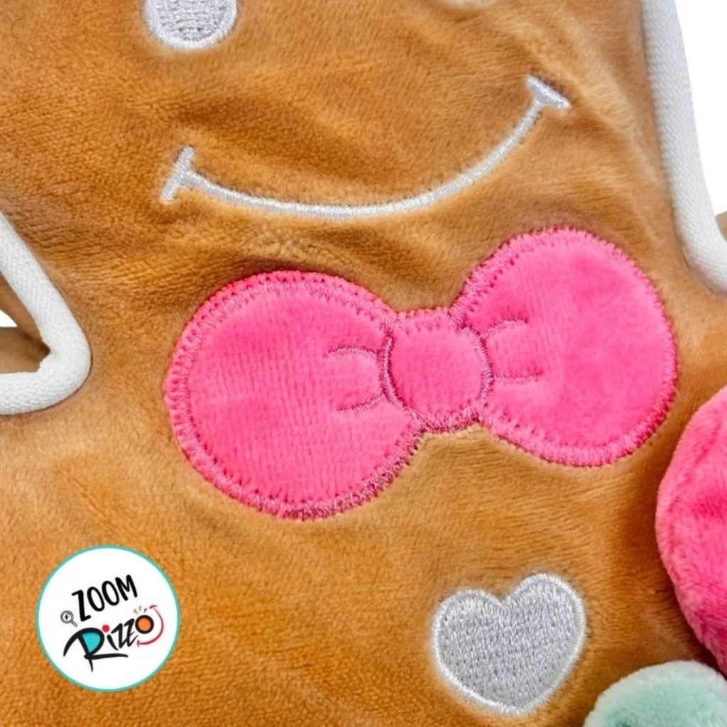 Detalhes do Biscoito Natal de Pelúcia com Laço Rosa e Pirulito - 23cm - 1 unidade - Rizzo