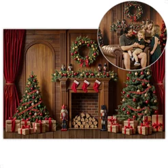 Fundo Painel de Natal Decoração 2026 Cenário Árvore Decorada Tecido Sublimado - FNT-823