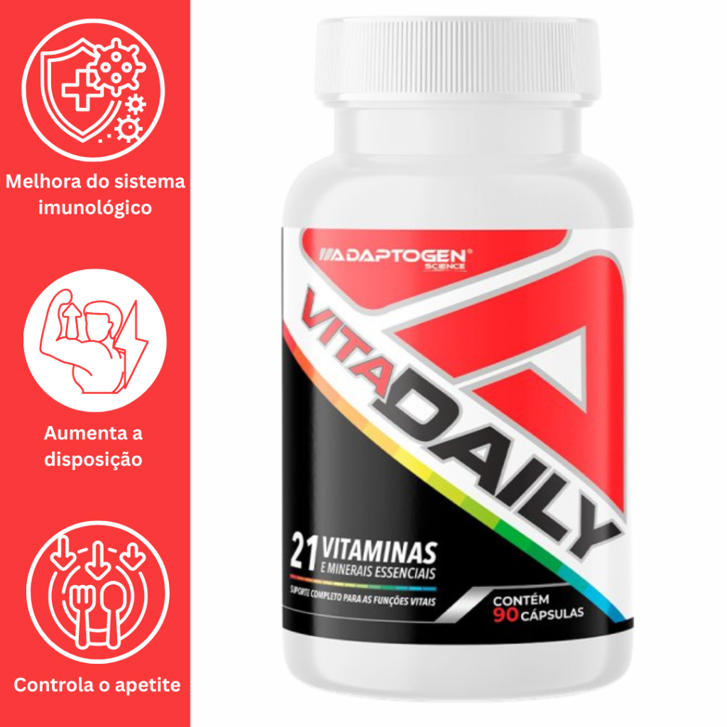 VITA DAILY MULTIVITAMÍNICO 90CAPS | 21 VITAMINAS E MINEIRAIS -  ADAPTOGEN
