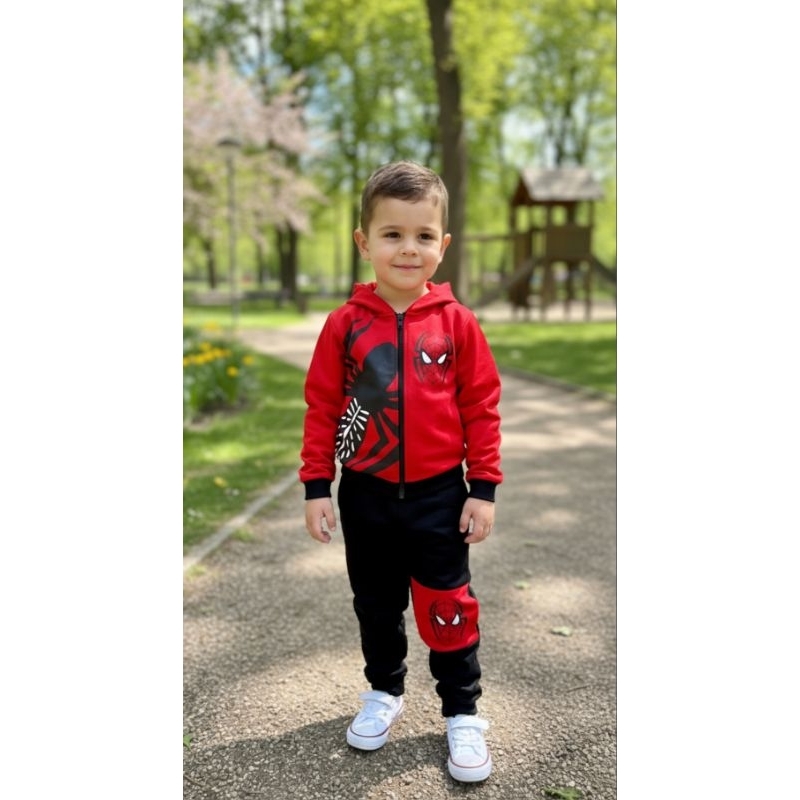 Conjunto de frio Infantil Menino Homem-Aranha Vermelho com Capuz - Quentinho, Estampado e Perfeito para os Pequenos 2 em Oferta na Shopee