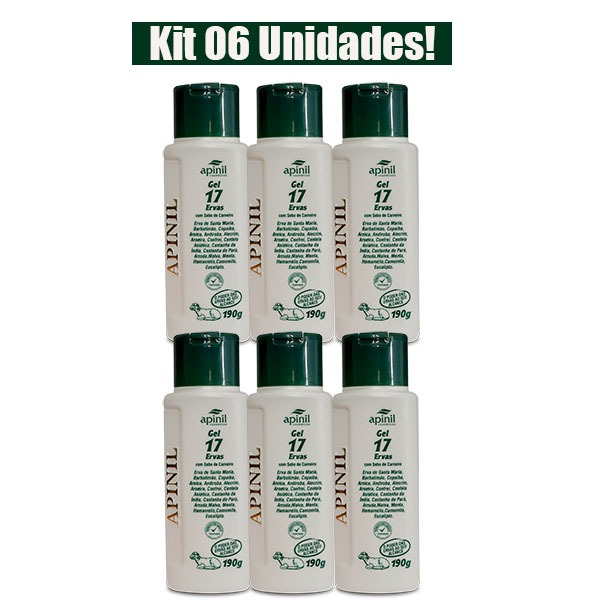 KIT 6 UNIDADES GEL 17 ERVAS COM SEBO DE CARNEIRO 190g APINIL