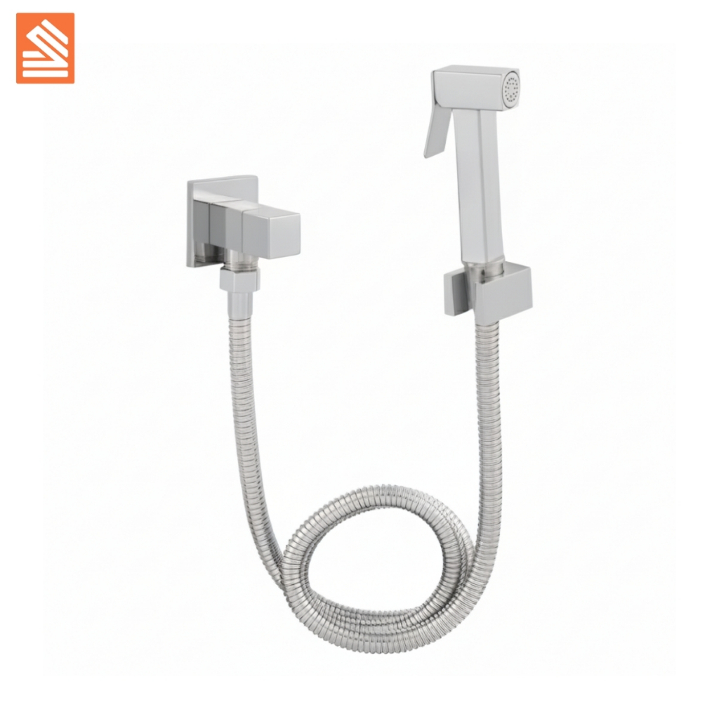 Ducha Higiênica Chuveirinho Banheiro Quadrada Metal Inox Engate 1,20 Super Luxo Cromo Premium · foto 2