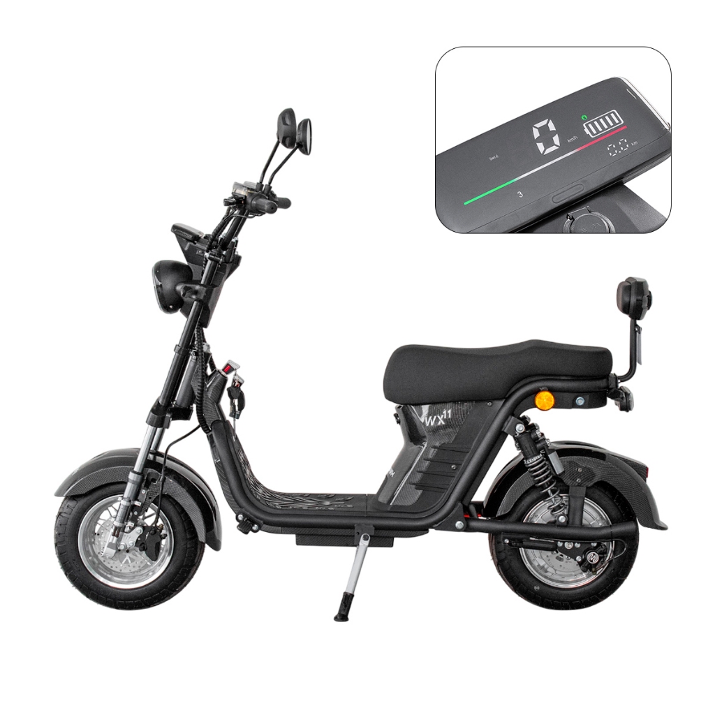 Scooter Moto Elétrica WeHawk WX-11 | 1000W | 60V 20Ah | 2 Lugares | Bateria Removível de Lítio