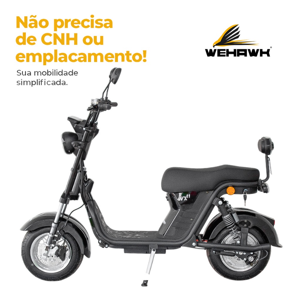 Scooter Moto Elétrica 1000W com Bateria Removível 20Ah - WeHawk WX-11