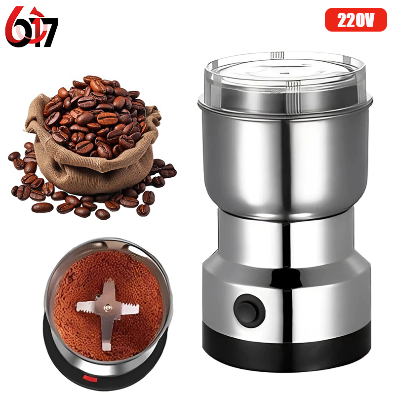 Imagem Moedor elétrico multifuncional para café e especiarias 220 V design em aço inoxidável com 4 lâminas F5