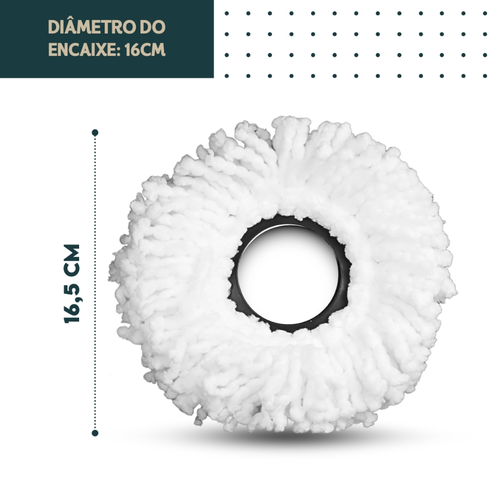 Kit C/2 Refis Para Mop Giratório Centrífugo – Microfibra Reforçada e Alta Absorção - MANIA