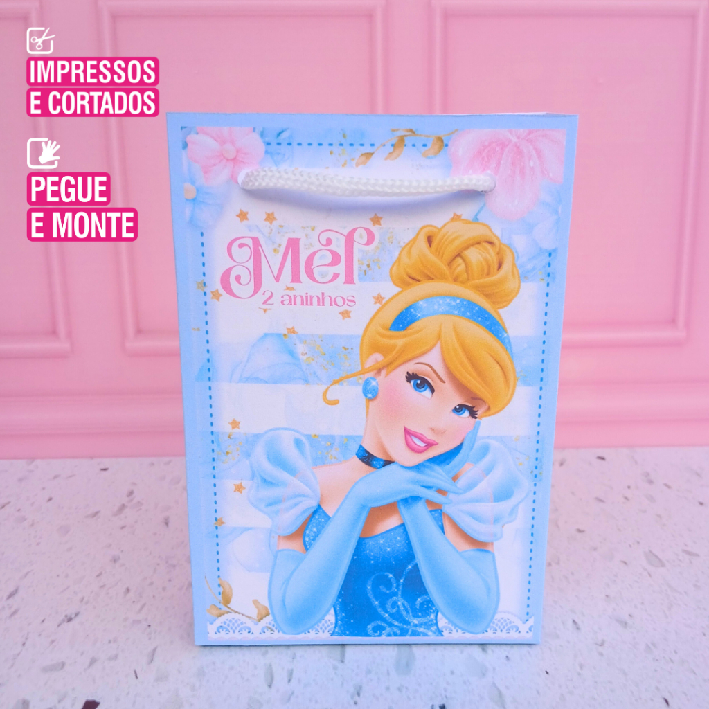 Sacolinha P Personalizada Cinderela Princesas Lembrancinhas Para Festa Personalizados PEGUE E MONTE