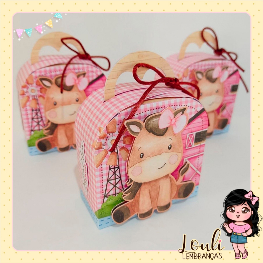 Lembrancinha Fazendinha 5 UND Fazendinha rosa/caixinha fazendinha/artigos para festa/lembrancinha personalizada