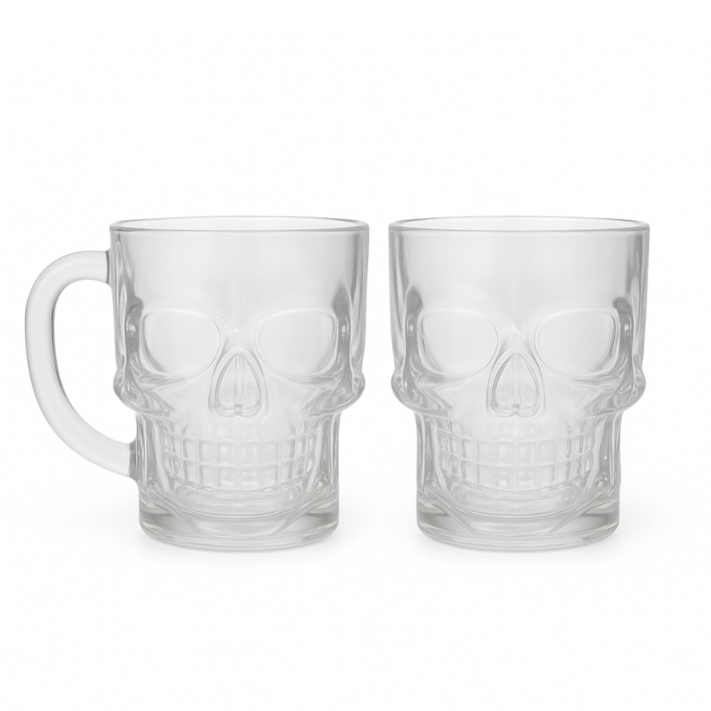 Kit 2 Canecas Copos Gin Chopp Forma Caveira De Vidro 540ml 2 Unidades