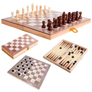 Jogo Xadrez Dama Gamão Madeira 3 Em 1 29x29 Tabuleiro em Oferta na Shopee