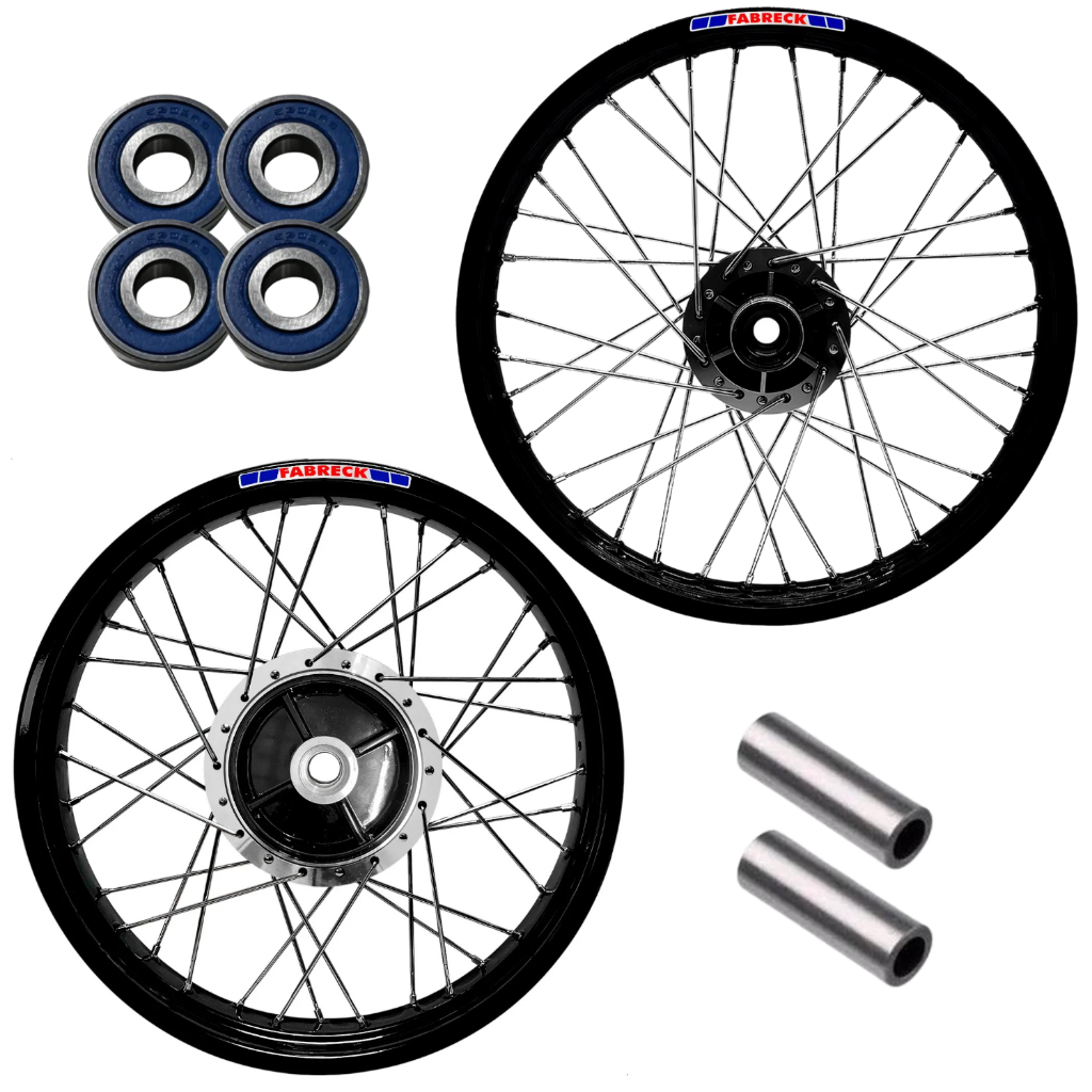 Par Roda Titan 150 Start Disco Diamantado Aro fbk Ferro Preto Rolamento/ Espaçador