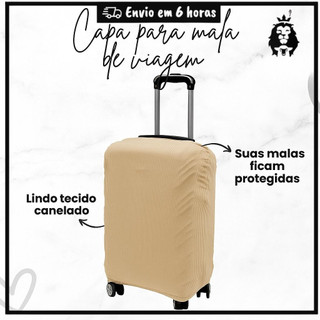 Capa de Mala De Viagem Luxo Bege 10kg a 23kg Tecido Premium Envio Imediato