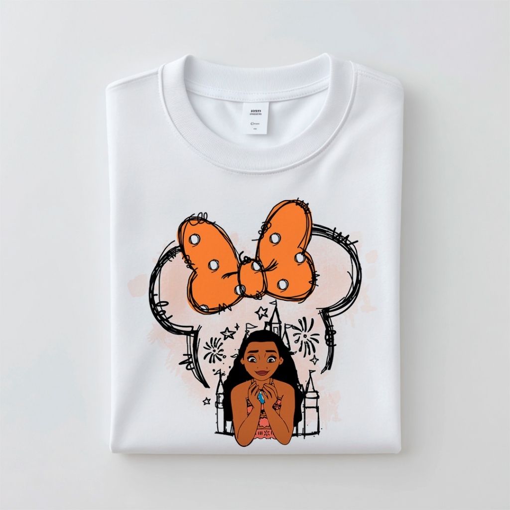 Camiseta Moana Disney Personagem Camisa Estampada Moda Feminina Masculina Infantil