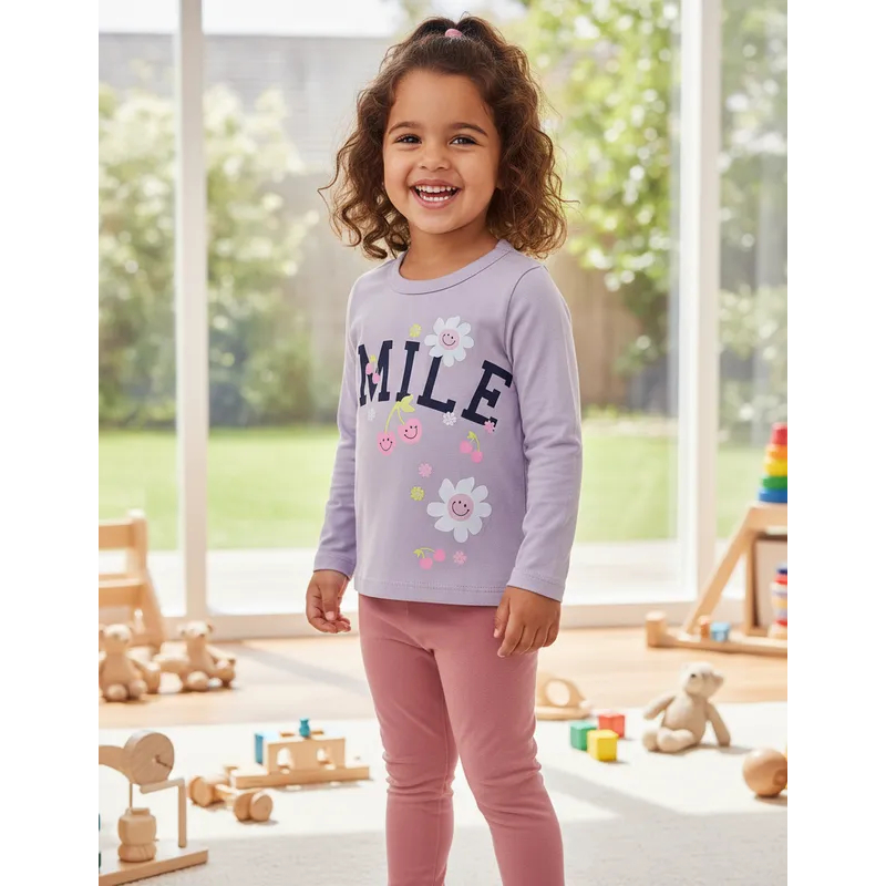 Conjunto Infantil Menina meia estação -1 camisa manga longa +1 calça legging do 1 ao10 em Oferta na Shopee