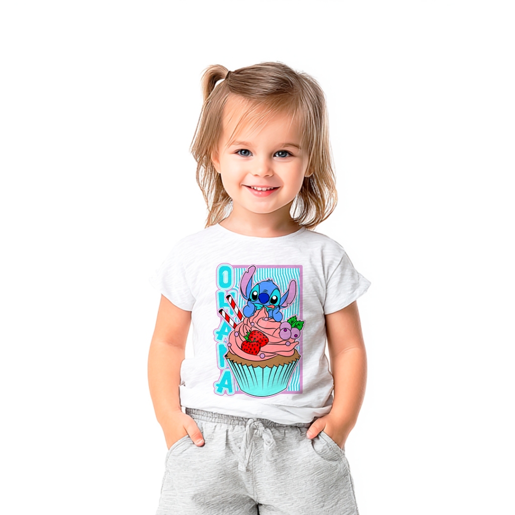 Camiseta Stitch Disney Lilo Camisa Estampada Casual Feminina Masculina Infantil