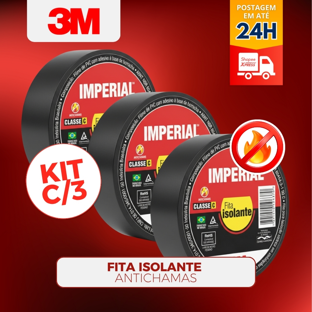 3 Fita Isolante 3M Imperial 18mm | Alta Qualidade | 5m 10m 20m Elétrica