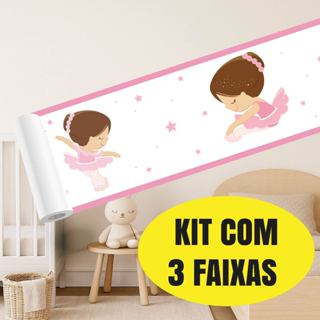 Kit 3 Faixas Adesivas de Parede Bailarina, Papel De Parede Infantil, Decoração Quarto Menina em Oferta na Shopee