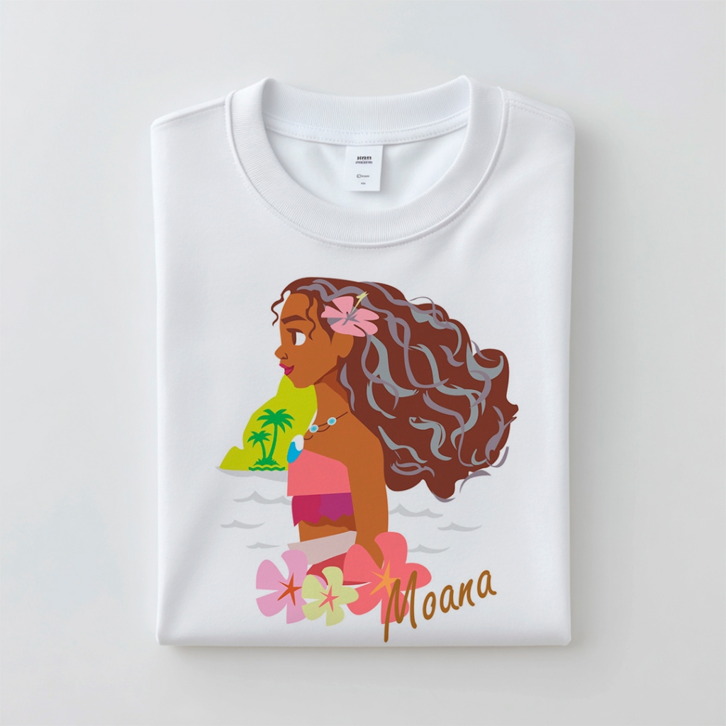 Camiseta Moana Disney Princesa Oceano Camisa Estampada Feminina Masculina Infantil