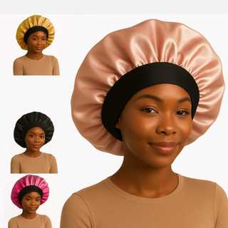 Kit 4 Touca de Cetim Com Faixa Larga para Dormir Cuidados com o Cabelo Ação Anti frizz