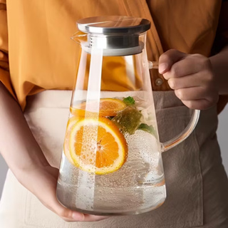 Jarra de Vidro 1,8L Borossilicato Transparente com Tampa Inox Linha Mesa Posta Jarra de Suco Geladeira em Oferta na Shopee
