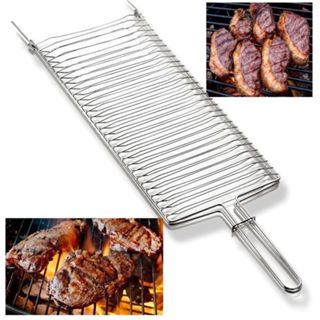 Grelha Dupla Grande Abaulada  Premium 70 x 20 para Assar Peixe, Frango Linguiça churrasco Aço Abre e Fecha em Oferta na Shopee