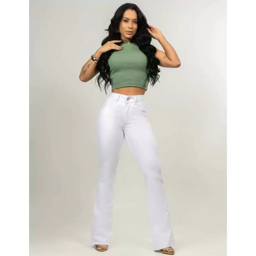 Calça Fem. Flare Branca Lana
