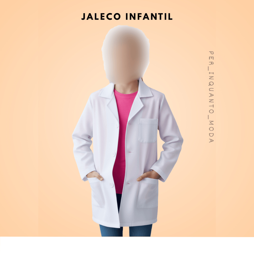 Jaleco Infantil Branco Manga Longa Unissex Escolar Laboratório  Vários Tamanhos