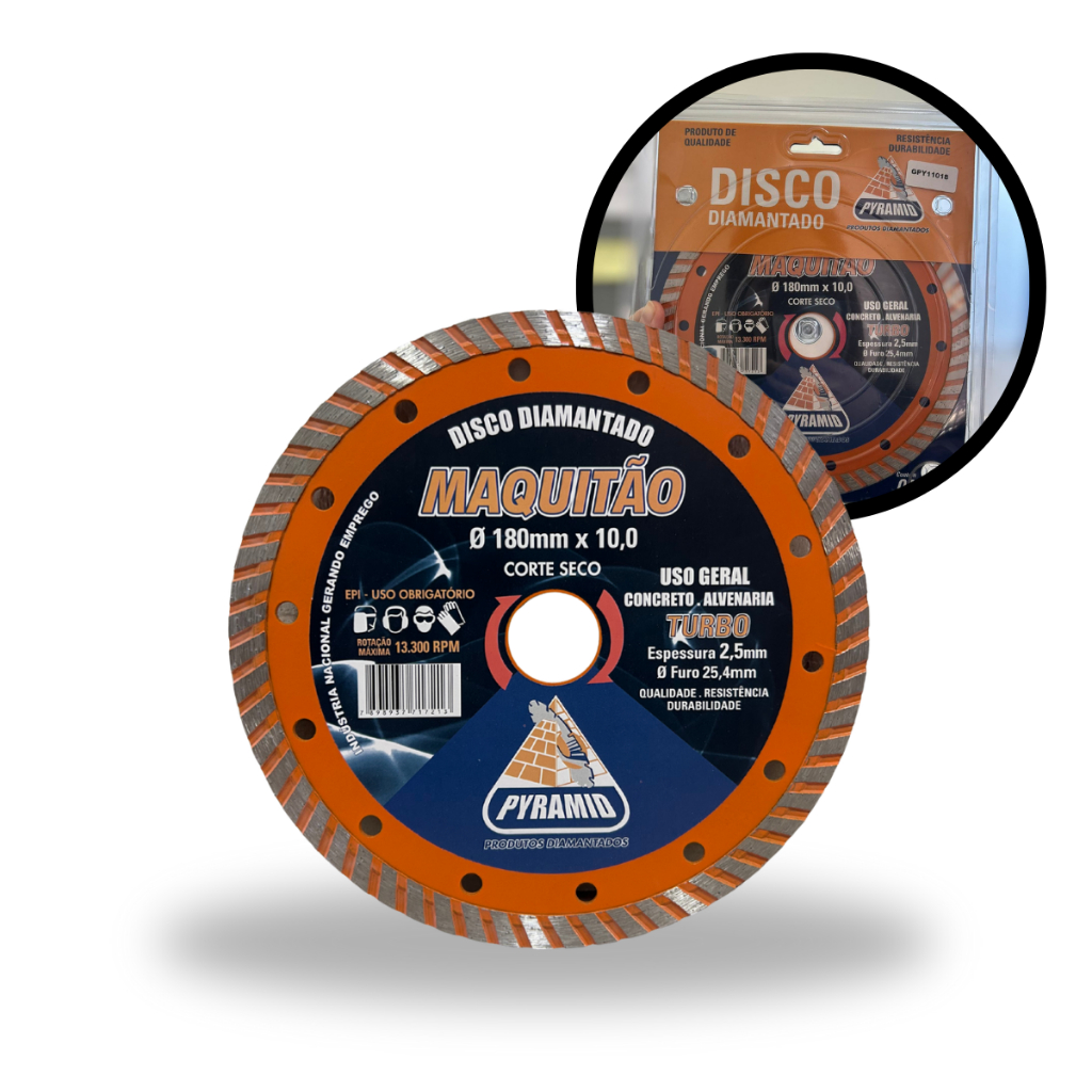Disco Diamantado Turmo Maquitão 180mm - Corte Rápido Concreto, Pedra, Mármore