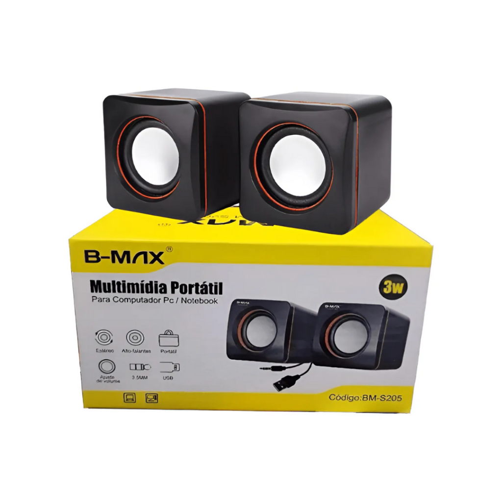 Caixa de Som Multimídia Portátil PC/Notebook USB 3W RMS