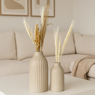 DUPLA DE VASO RISCADO EM CERAMICA COM FLORES SECAS DECORAÇÃO DE SALA E CASA em Oferta na Shopee