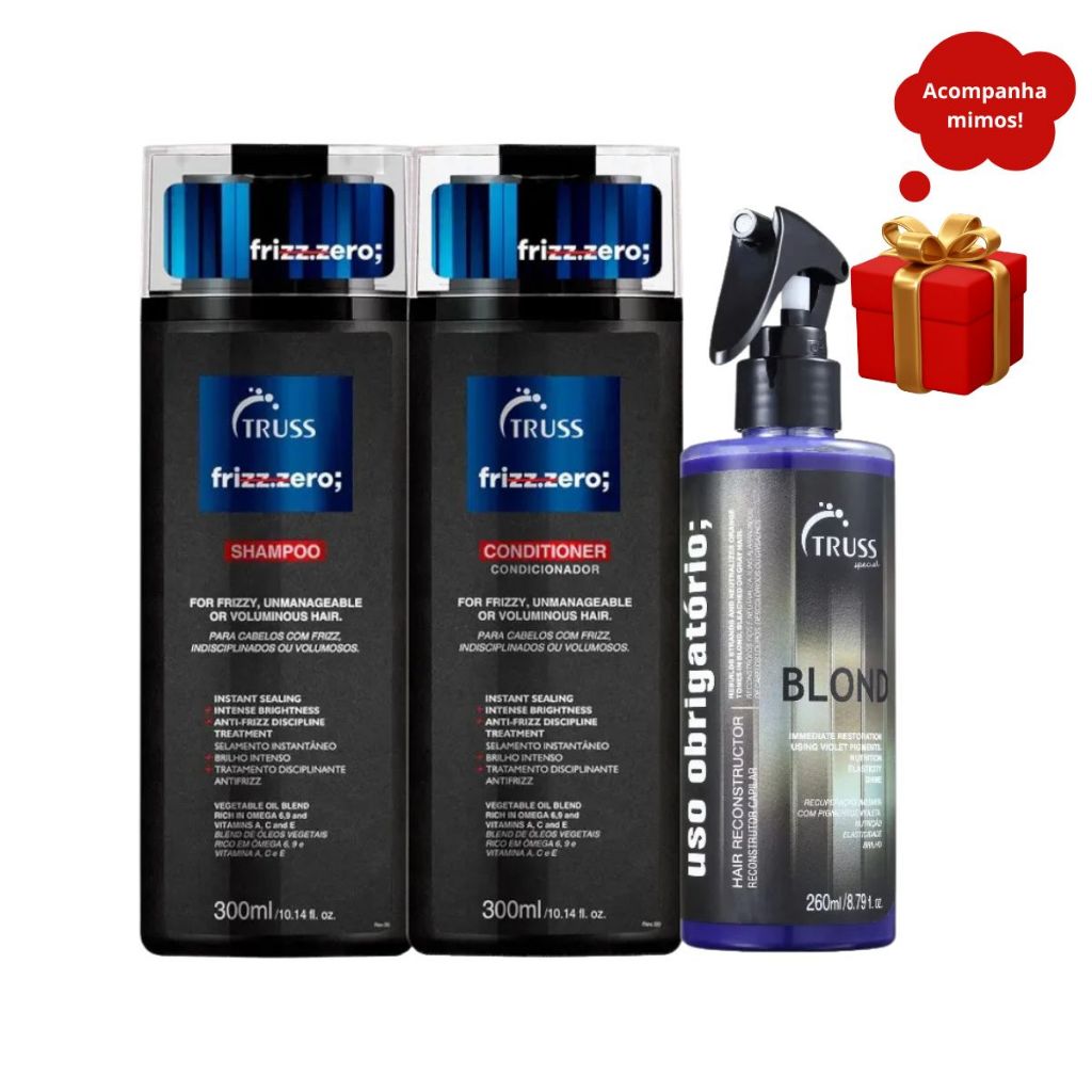 Truss Frizz.Zero Shampoo e Condicionador 300ml + Blond 260ml