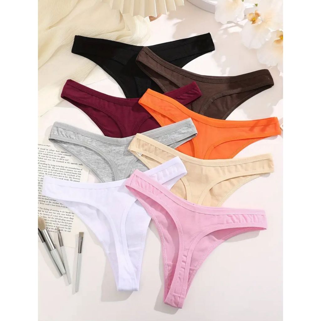 Kit Calcinhas 100% Algodão Fio Dental Cotton Não Marca Roupa Moda Íntima Feminina em Oferta na Shopee