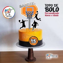 Topo de Bolo - Basquete - Personalizado