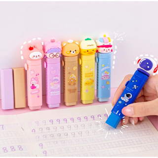 Borracha criativa retrátil com 1 capa plastico e 2 refil da borracha em Oferta na Shopee