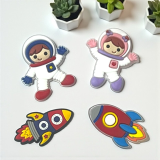 KIT Aplique Emborrachado Infantil Astronauta Laços Tiaras Prendedores Artesanato DIY em Oferta na Shopee