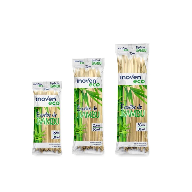 ESPETO DE BAMBU 100 UNIDADES - Churrasco, Camarão, Doces, Algodão Doce